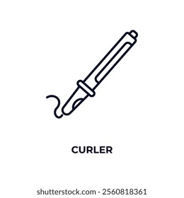 curler outline icon. Linear vector from beauty concept. Thin line curler icon isolated on white background