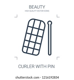 curler with pin icon. high quality line curler with pin icon on white background. from beauty collection flat trendy vector curler with pin symbol. use for web and mobile