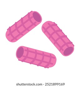 Enroladores, enroladores térmicos. Plástico retro curlers cor rosa vetor ilustração de itens para a criação de cachos no cabelo no fundo branco.