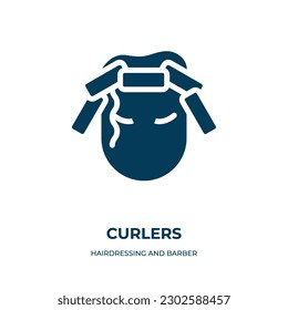 curlers vector icon. curlers, beauty, curler filled icons from flat hairdressing and barber shop concept. Isolated black glyph icon, vector illustration symbol element for web design and mobile apps