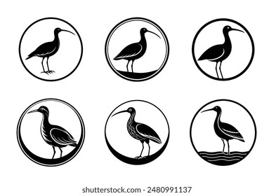 curlew silhouette vector illustration black silhouette