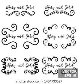 Curlicues. For the design of holiday cards. Lines. Zigzag. Wedding invitations.