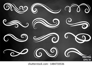 Curlicues. For the design of holiday cards. Lines. Zigzag. Wedding invitations.