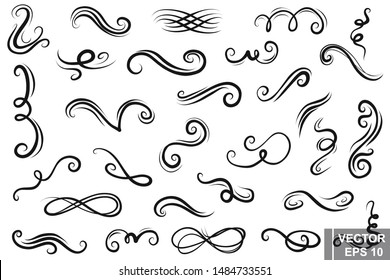 Curlicues. For the design of holiday cards. Lines. Zigzag. Wedding invitations.