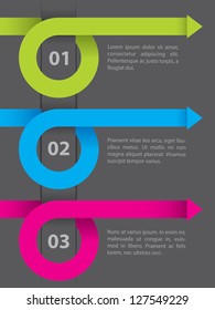 Curling arrow set  infographic design on dark paper