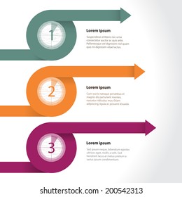 Curling arrows infographic template with countdown gradation