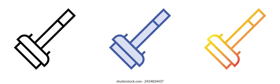 curling broom icon. Linear, Blue Fill and Gradient Style Design Isolated On White Background