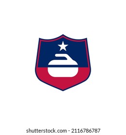 Curling club logo and icon USA. 