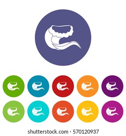 Curling and cracking wave set icons in different colors isolated on white background