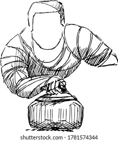 curling game athlete vector sketch