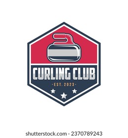 Curling game logo vector illustration, Logo for curling sport team. Curling sport with stone