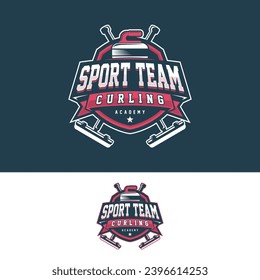 Curling game logo vector illustration, Logo collection for curling sport team. Curling sport with stone