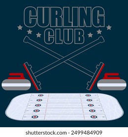 Curling game logo vector illustration, Logo for curling sport team. Curling sport with stone