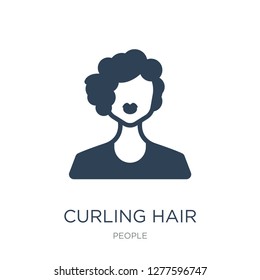 curling hair icon vector on white background, curling hair trendy filled icons from People collection, curling hair vector illustration