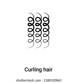 Curling hair icon  vector isolated on white background, logo concept of Curling hair  sign on transparent background, filled black symbol