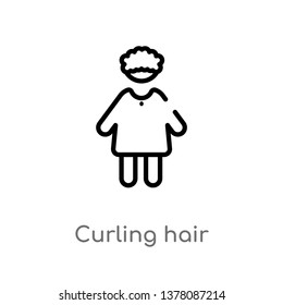 curling hair vector line icon. Simple element illustration. curling hair outline icon from people concept. Can be used for web and mobile