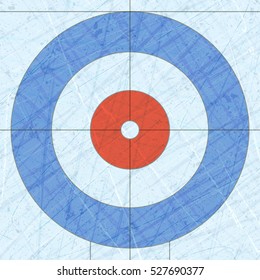 Curling House. Sport. Textures blue ice. Ice rink. Vector illustration background.