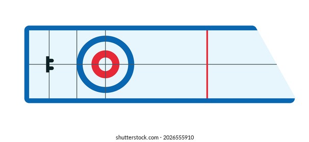 Curling House Draufsicht. Eisbahn oder Spielplatz für Eiskurbel. Wintersport, flache Vektorgrafik.