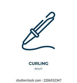 Icono de curling. Ilustración vectorial lineal de la colección de belleza. Vector de icono de curling de contorno. Símbolo de línea delgada para uso en aplicaciones web y móviles, logotipo, medios impresos.