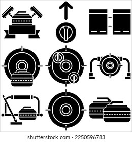 Curling icon set glyph style part one