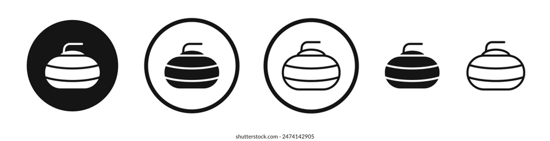 Curling icon set. Curling stone vector symbol. Curling sport sign.