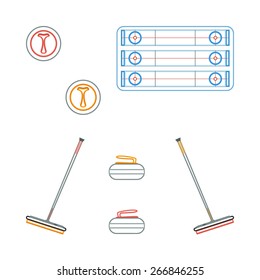 Curling icons design with white background