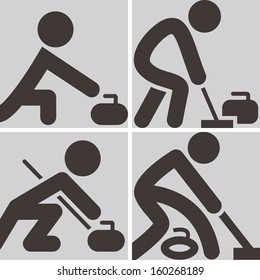 Curling icons set
