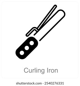 Curling Iron and curls icon concept