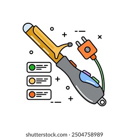 Curling Iron Filled Color Icon, Vector illustration