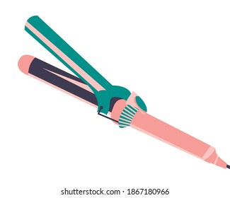 Curling iron for girls icon on white background.