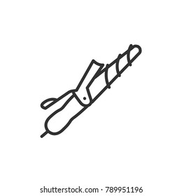 curling iron. Line with Editable stroke