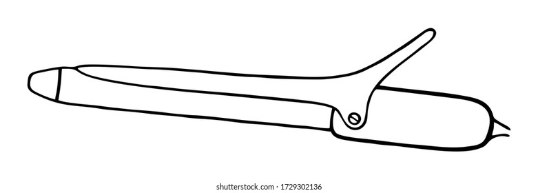 CURLING IRON ON A WHITE BACKGROUND IN VECTOR