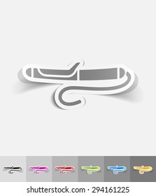 curling iron paper sticker with shadow. Vector illustration