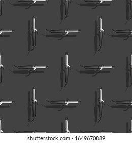 Curling irons icon for hair. For mobile and web apps. Pattern repeat seamless. For web and mobile on background. Hair curler. Stylish pattern on a gray background.