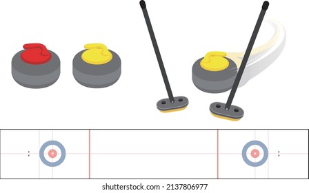 Curling item set (stones, brooms, sheet)