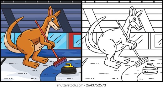 Curling Kangaroo Coloring Page Illustration