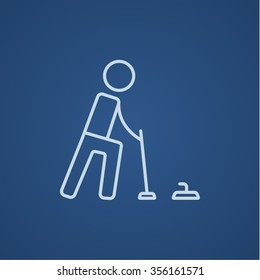 Curling line icon for web, mobile and infographics. Vector light blue icon isolated on blue background.