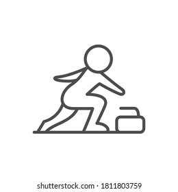 Curling line outline and winter sport sign