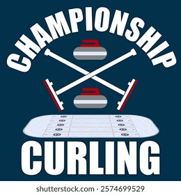 Curling logo sport design template, curling sport emblem vector, curling game championship logo badge design vector illustration