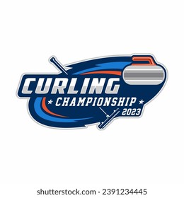 Ilustración del vector del logotipo de curling, Logotipo para el equipo deportivo de curling
