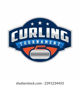 Ilustración del vector del logotipo de curling, Logotipo para el equipo deportivo de curling
