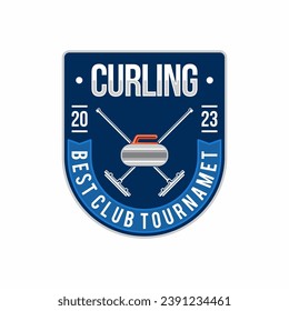 Ilustración del vector del logotipo de curling, Logotipo para el equipo deportivo de curling
