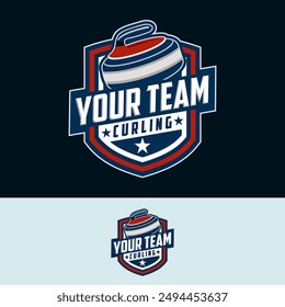 Curling logo Ilustración vectorial Vector, Curling sport logo curling con curling stone, Curling sport with stone