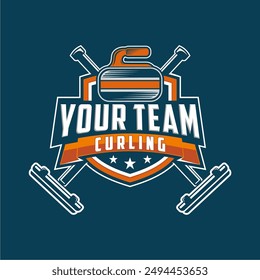 Curling logo Ilustración vectorial Vector, Curling sport logo curling con curling stone, Curling sport with stone