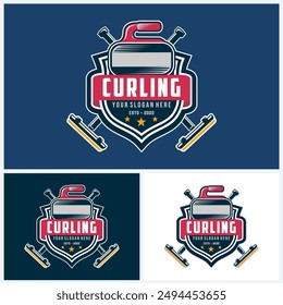 Curling logo Ilustración vectorial Vector, Curling sport logo curling con curling stone, Curling sport with stone