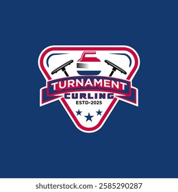 Curling logo vector illustration, Logo for curling sport team. with the curly stone badge emblem