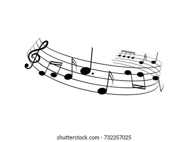 Curling notes design elements. Isolated musical illustration