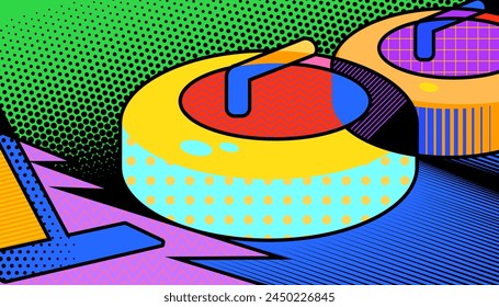 Curling on abstract background design. Sports concept