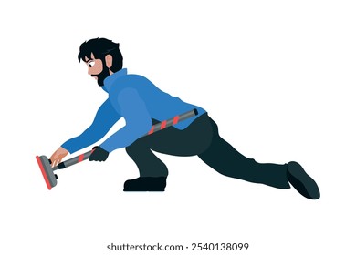 curling player character icon isolated