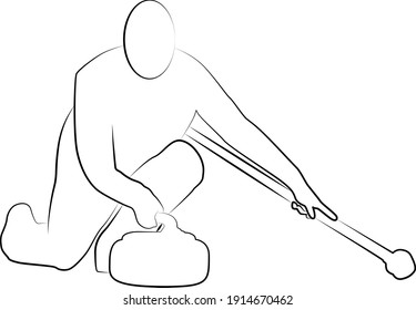 Curling player line icon of a sports set. Vector EPS 10